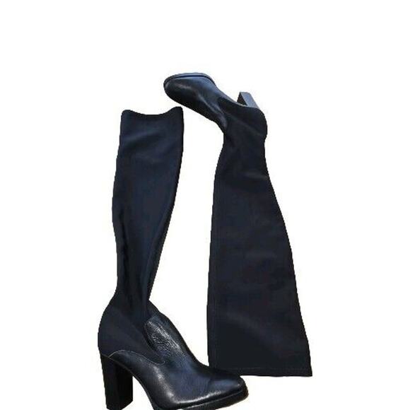Donald J Pliner Pull On Over The Knee Joan Stretch Leather Boots Black Size 6M - Picture 1 of 11